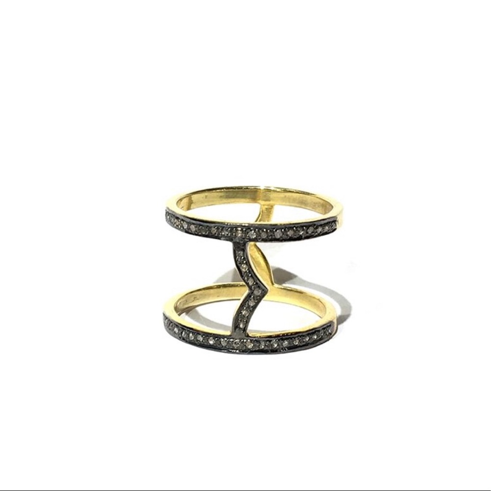 14k gold plated pavè diamond ring